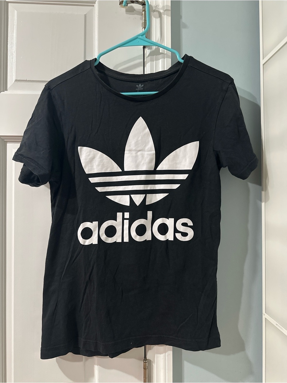 adidas Black Tee with White Trefoil Graphic